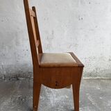 Set of 6 Amsterdamse School Art Deco Dining Chairs, Warm Oak Wood with Beige Upholstery