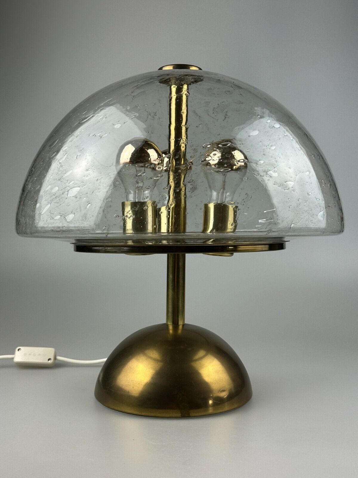 60s 70s table lamp by Doria Leuchten Germany glass brass Space Age