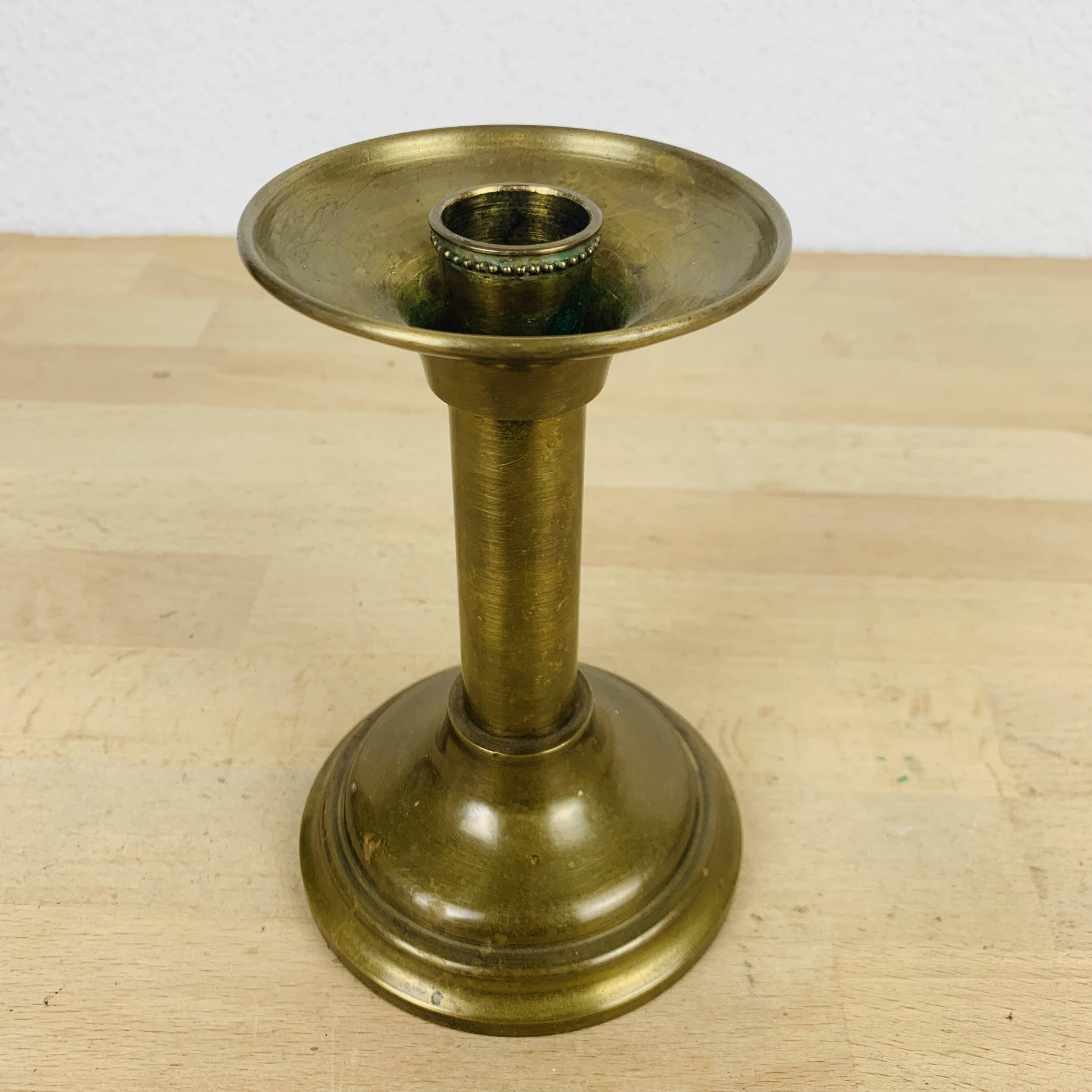 Vintage golden brass candle holder