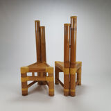 Set of 2 vintage bamboo side chairs, 1970