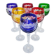Six vintage coloured cut crystal wine glasses