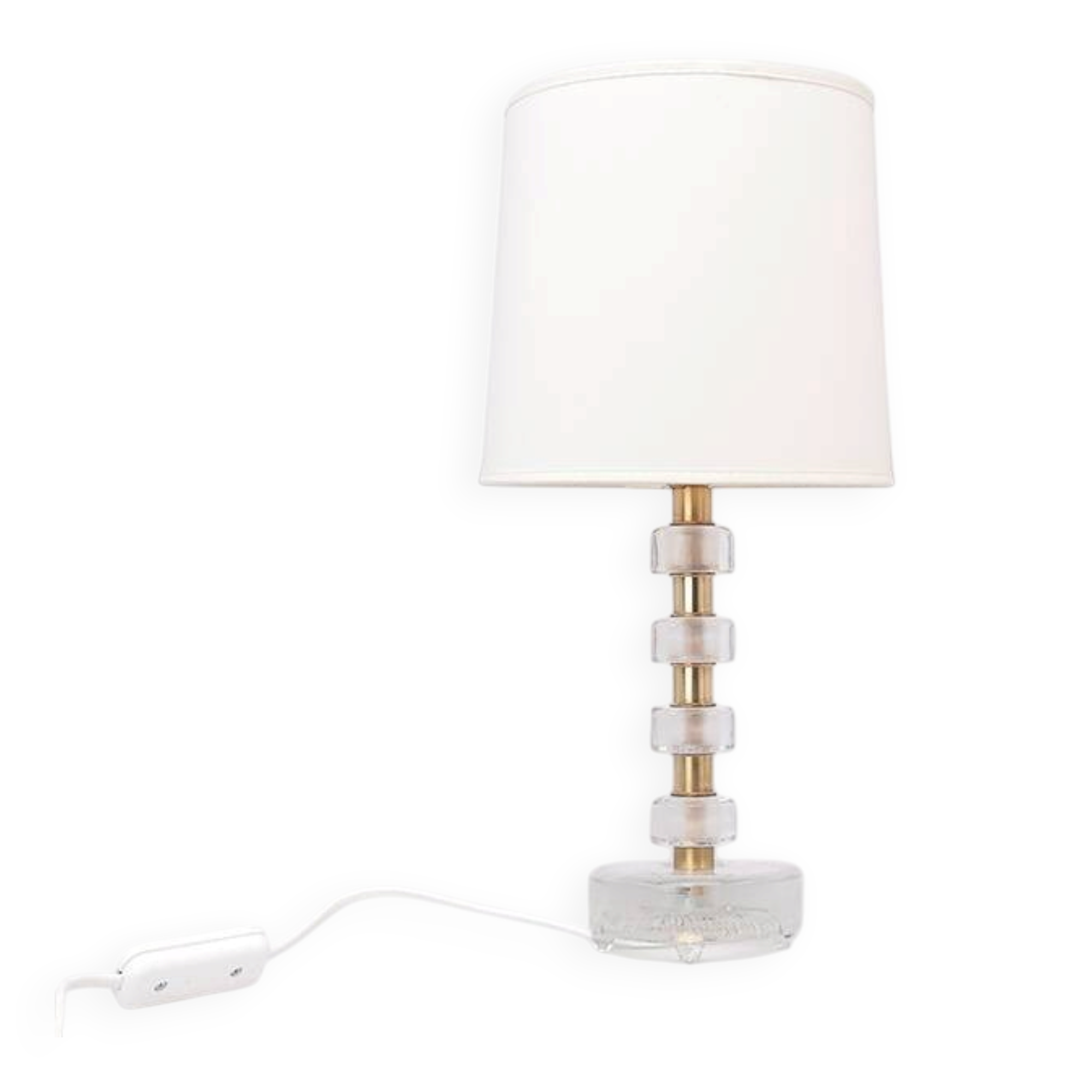 Orrefors crystal and brass table lamp for Vitrika