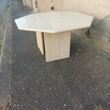 Exagonal travertine coffee table