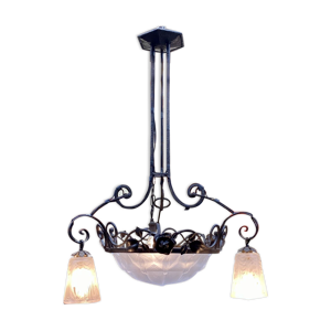 Lustre Art déco en verre opaque