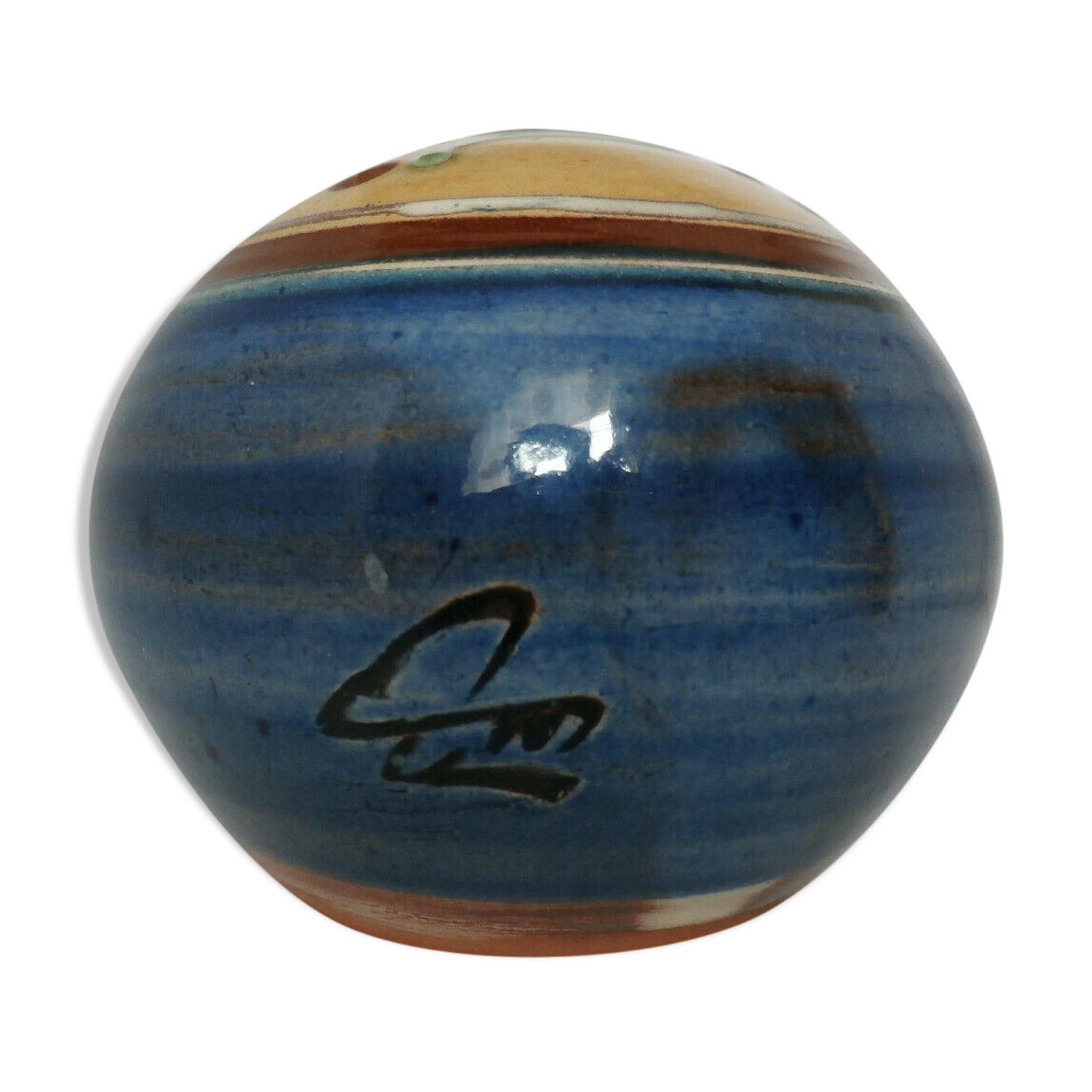 Glazed terracotta ball signed Otto Lindner