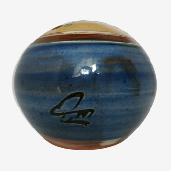 Glazed terracotta ball signed Otto Lindner