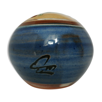 Glazed terracotta ball signed Otto Lindner