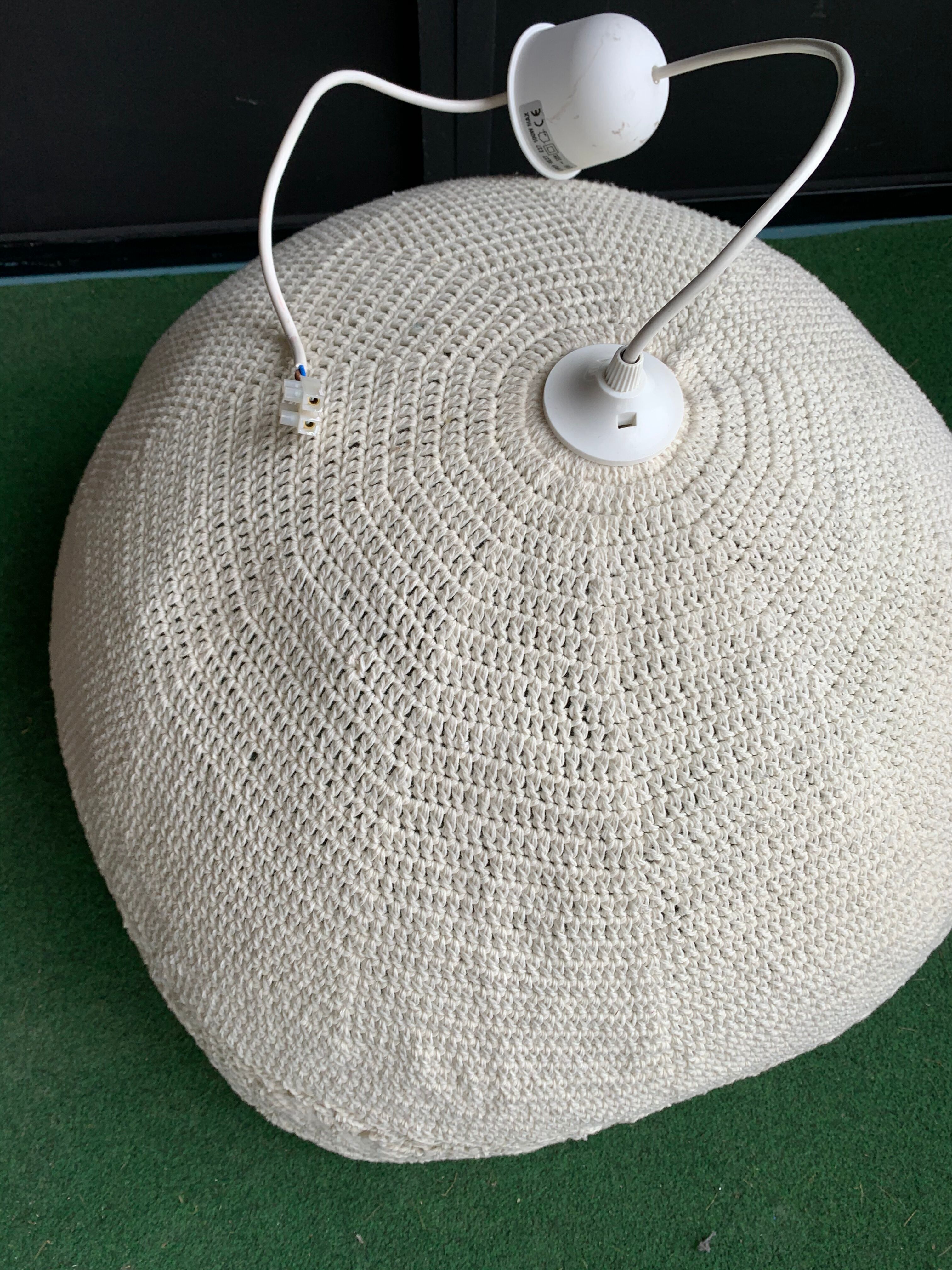 Very large white crochet hanging