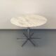 Vintage round dining table in white marble and chrome metal from the 1970s.