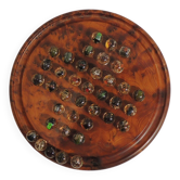 Vintage wooden solitaire game with resin balls and insects – Madaga