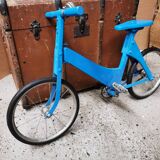 Old toy, Vintage blue wooden bicycle, child's room decor