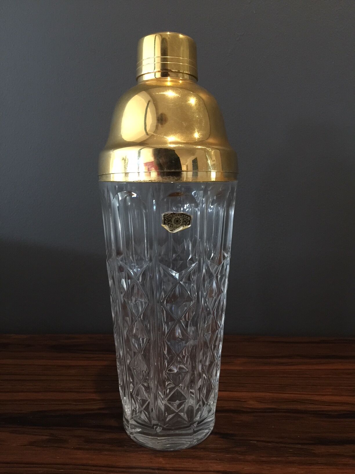 Crystal and gold plated glass shaker from val saint lambert