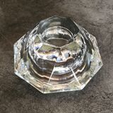 Glass table candle holder or crystal cast faceted diamond shape