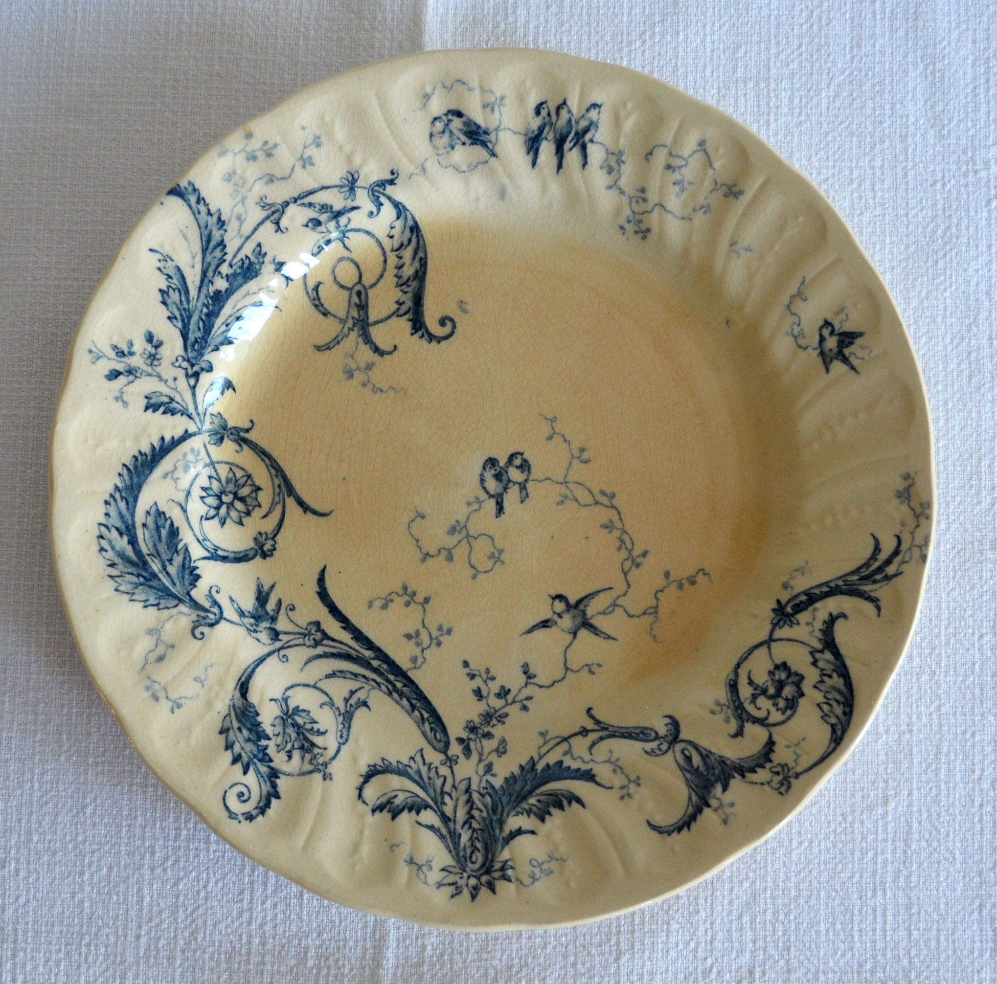 4 plates with dessert earth of iron Gien "Rinceaux"