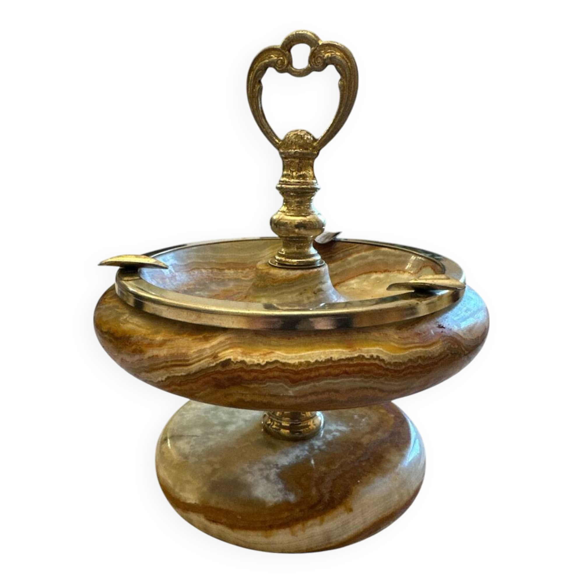 Brass and Onyx Ashtray