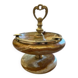 Brass and Onyx Ashtray