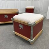 Industrial coffee table and stools