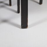 Lot de 6 chaises de salle à manger en bois et cuir noir