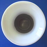 White-blue earthenware vase with stylized plant decoration