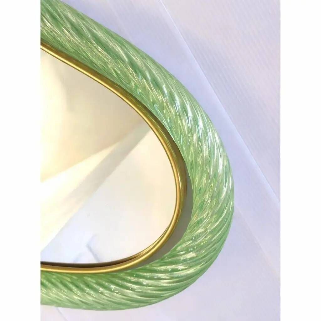 Contemporary Italian Murano Glass Mirror in Weathered Green by Simoeng