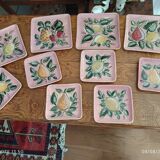 Set of 10 vintage enameled earthenware plates Renouveau Cagnes sur Mer