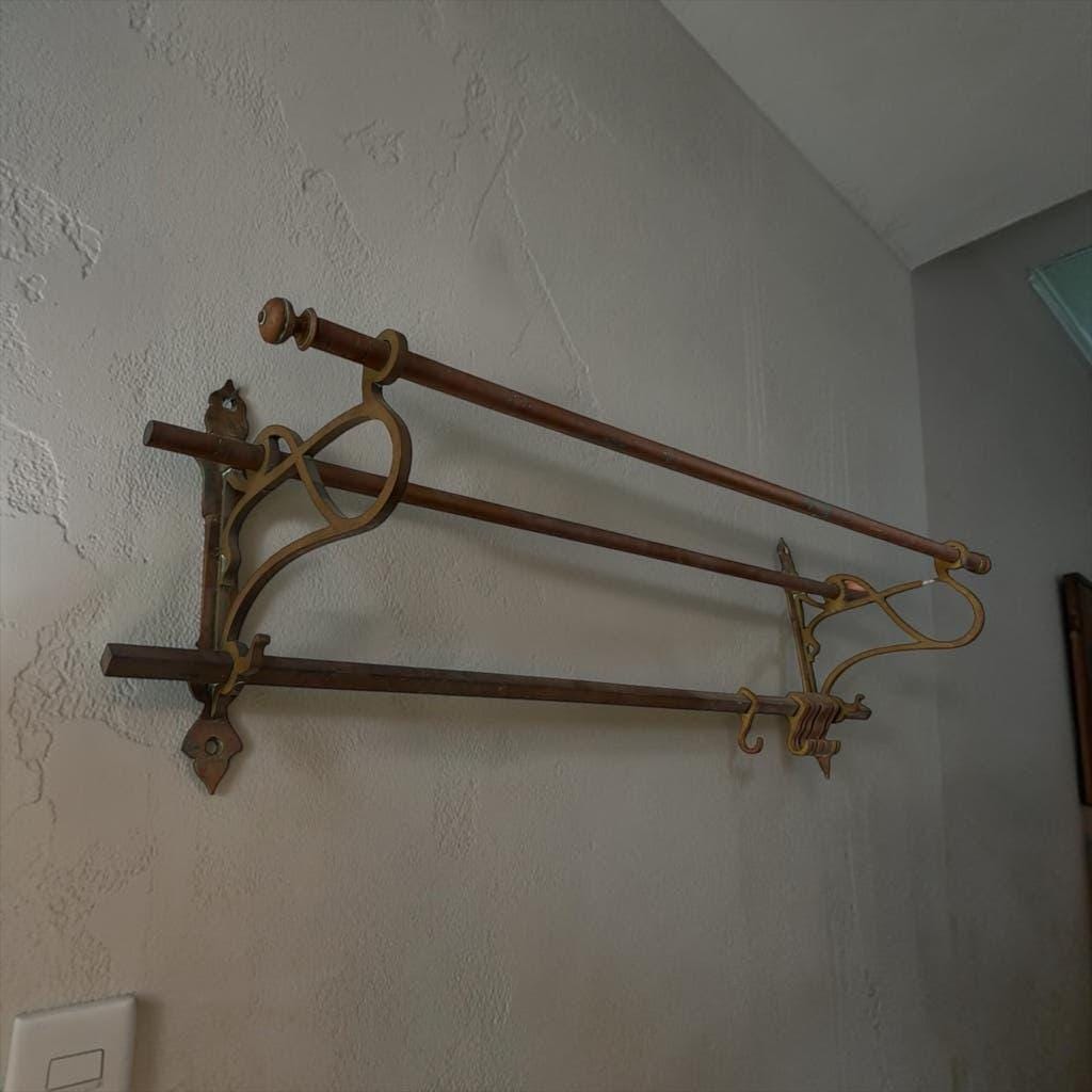 Vintage wall coat rack in copper / hanging coat rack