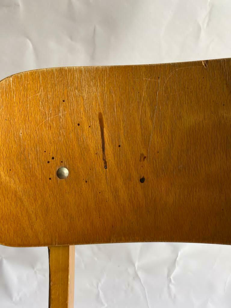 Suite of 6 chairs foot compass 1960 beautiful blond patina