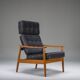 Mid-Century Modern FD 164 Armchair in Teak and Black Leather by Arne Vodder