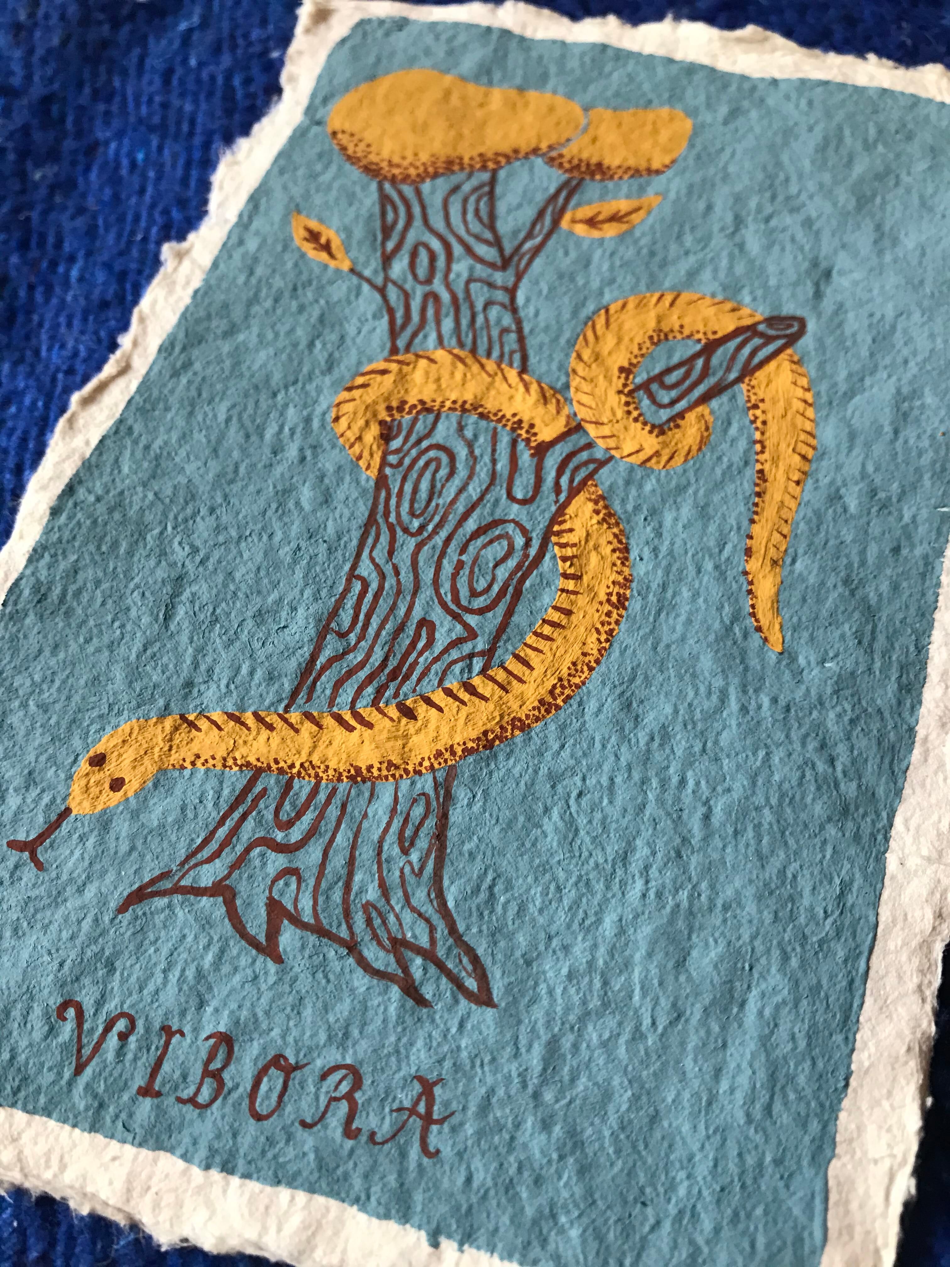 Painting Camille Cabanes - Snake - Vibora - Loteria