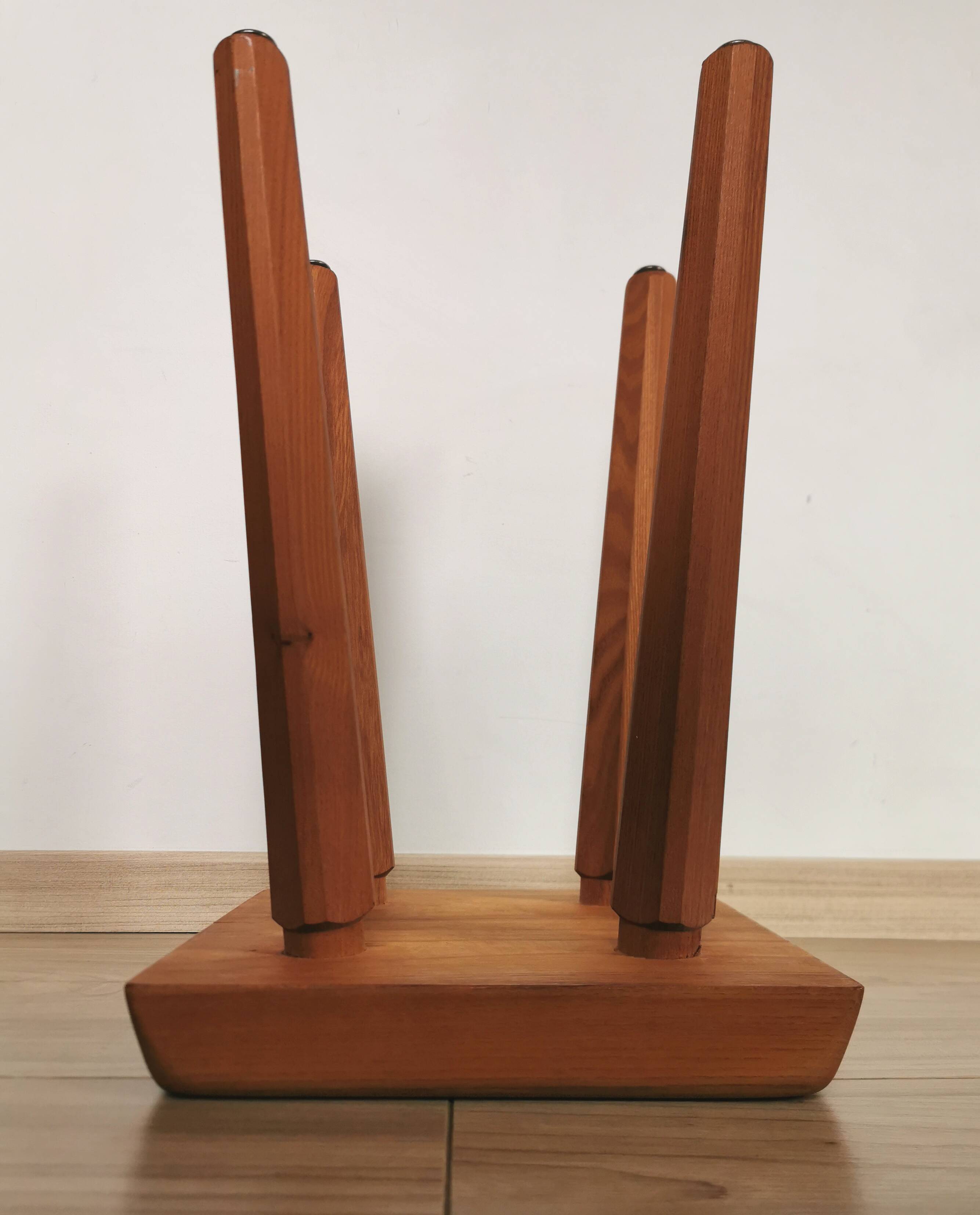 Vintage elm wood stool S01 design by Pierre Chapo 1960