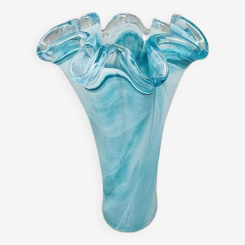 1960s Astonishing Blue Vase By Ca Dei Vetrai. Made in Italy