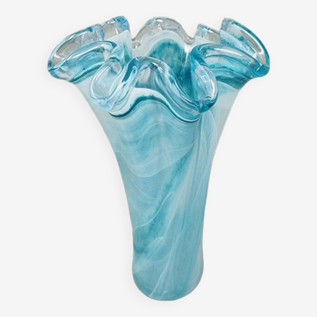 Étonnant vase bleu des années 1960 par Ca Dei Vetrai. Fabriqué en Italie