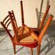 Pair of vintage wooden and leatherette chairs