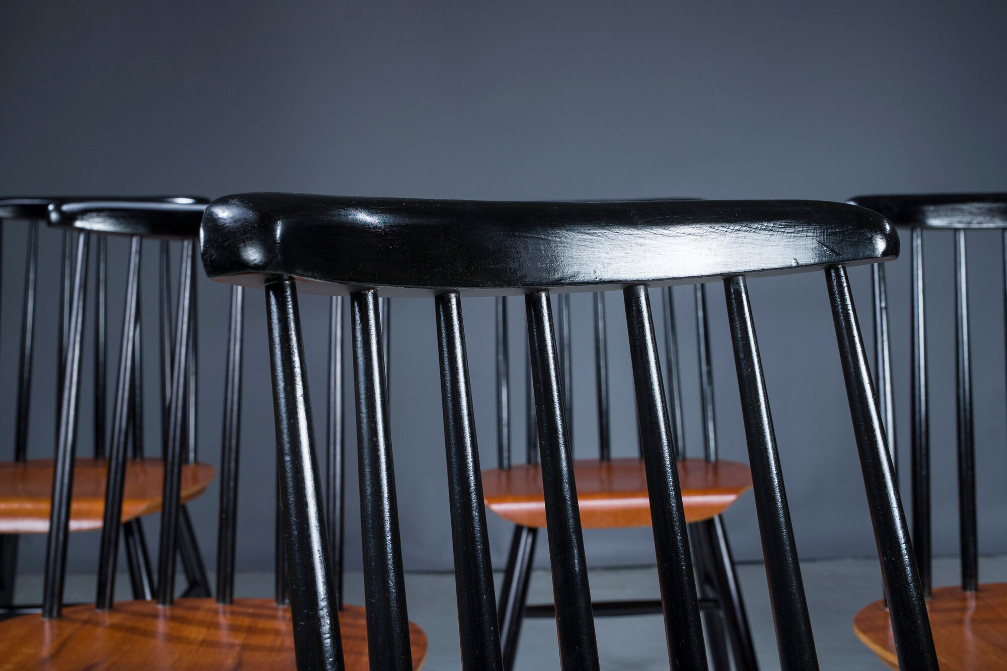 French Fanett Beech and Teak Chairs by Ilmari Tapiovaara, 1960s, Set of 6