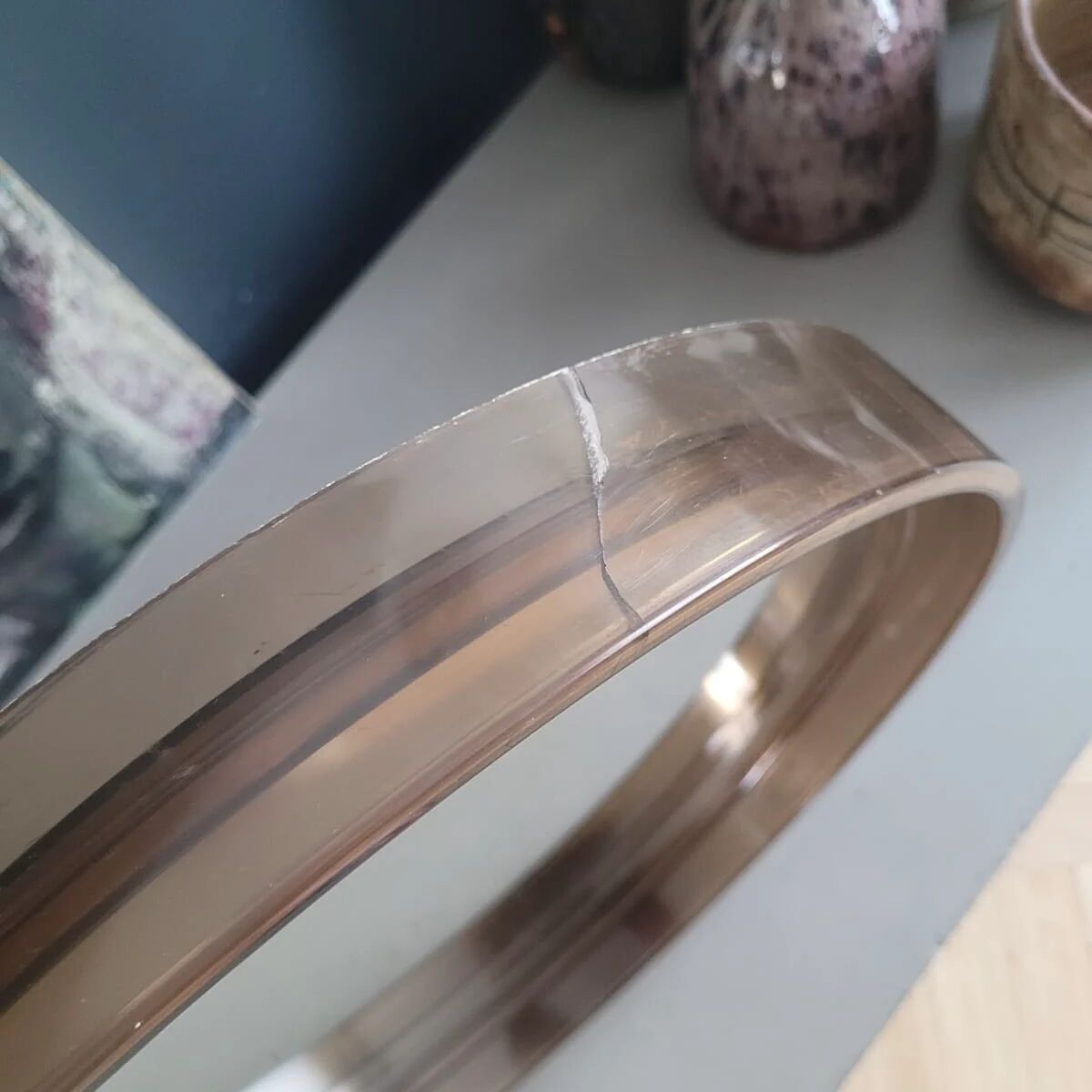 70's smoked plastic mirror