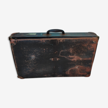 Old travel trunk in vulcanized fiber malles lavolaille, paris