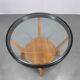Mid-century oak and glass round coffee table by Kropáček & Koželka