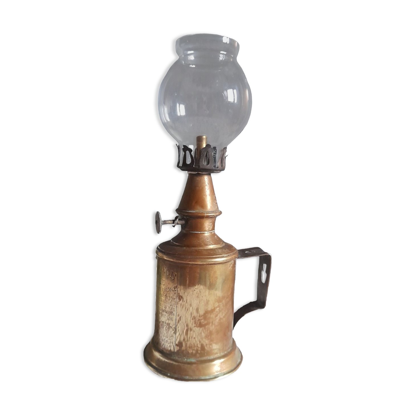 Paraffin pigeon lamp, late 19th century, brass & copper