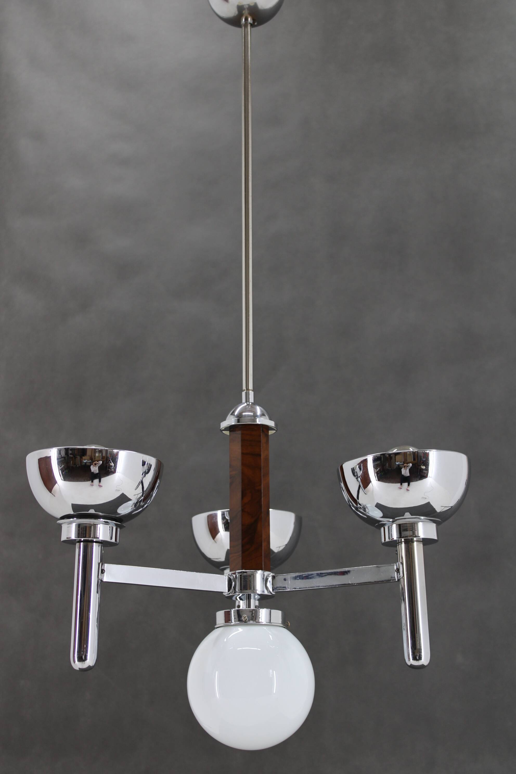 1930s Art Deco Chandelier, Czechoslovakia