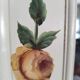 Vintage rectangular mirror in painted wood cream decoration yellow pinks