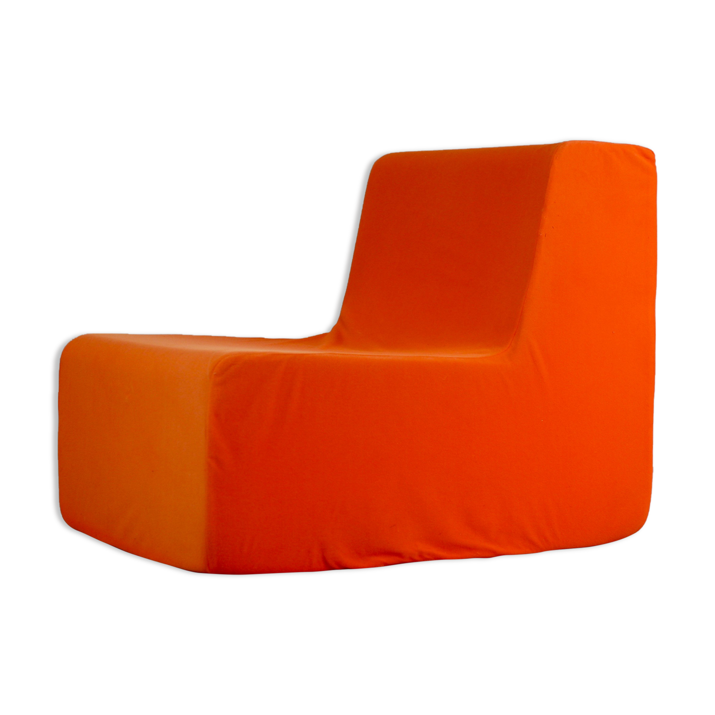 Armchair "space age" foam and orange jersey. Circa 1970