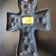 CERAMIC CROSS AND GLASS WARE SIGNED MANON DLG MITHE ESPELT 1960
