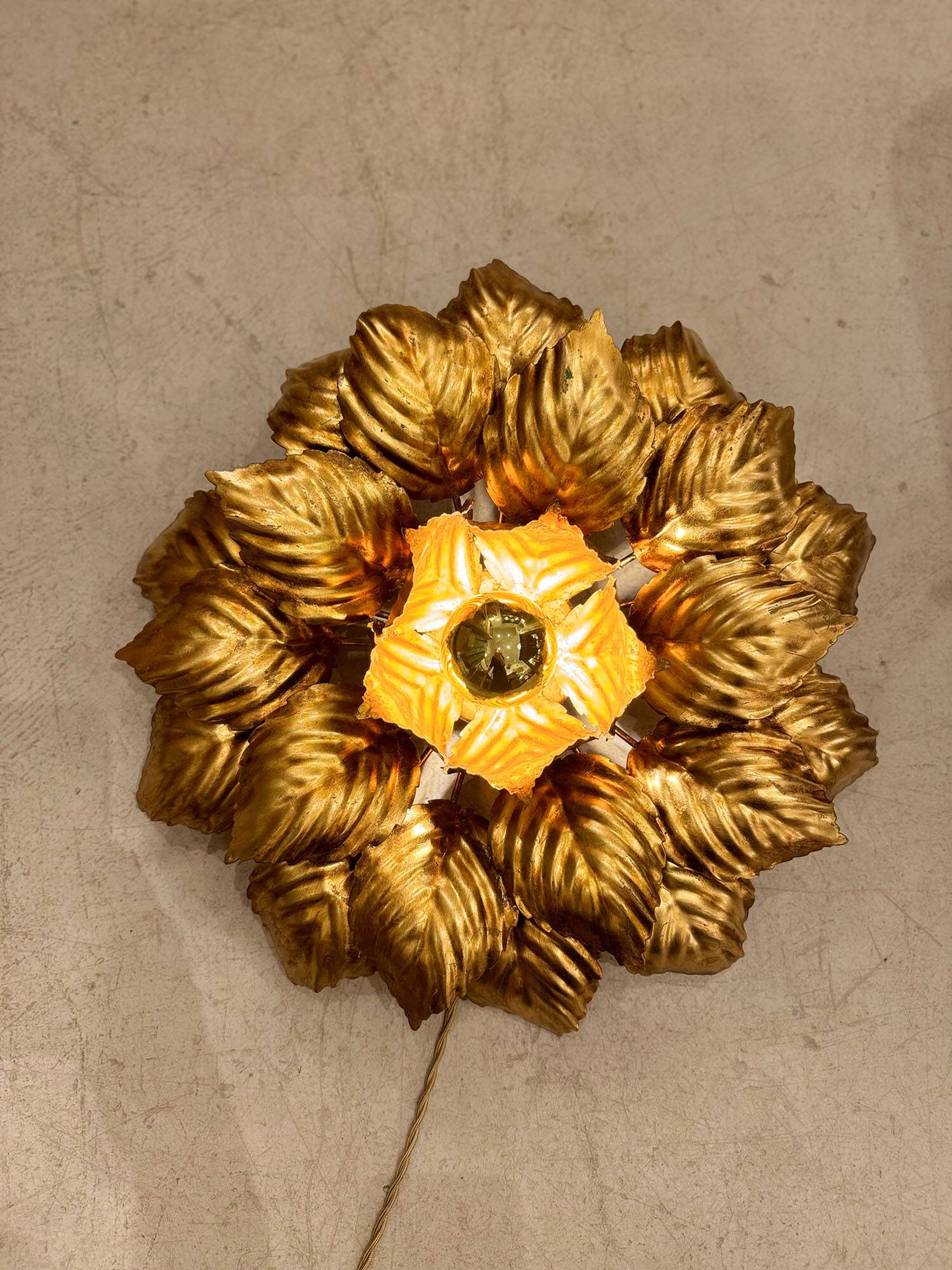 Large gold leaf flower applique