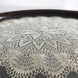 Antique framed lace tray in mahogany frame