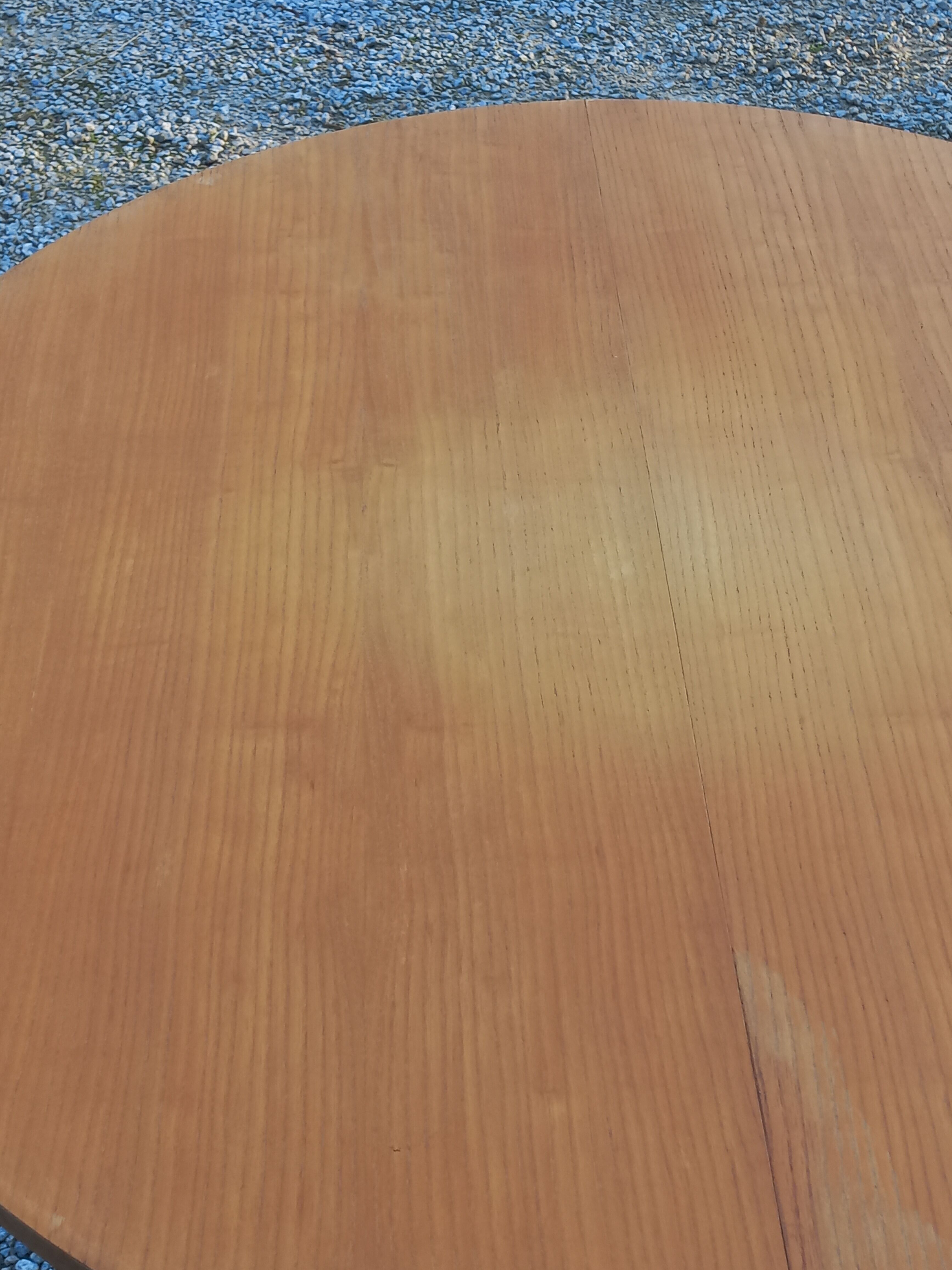 1950s round oak table, 2 heights, central quadripod leg