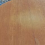 1950s round oak table, 2 heights, central quadripod leg