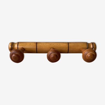 Porte manteaux en bois tourné façon bambou art déco