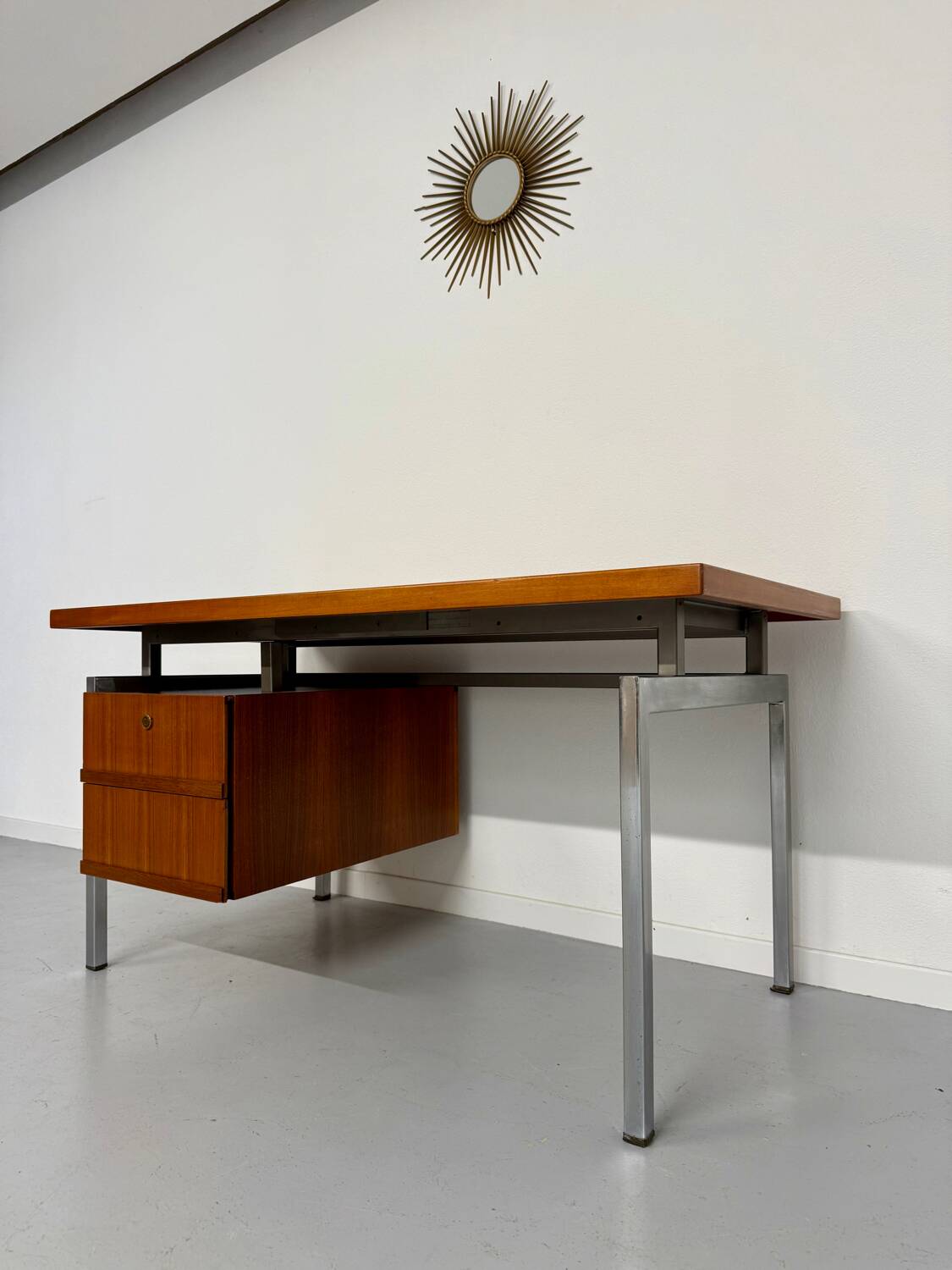 Teak and metal desk designed by George Frydman Efa 1960s vintage
