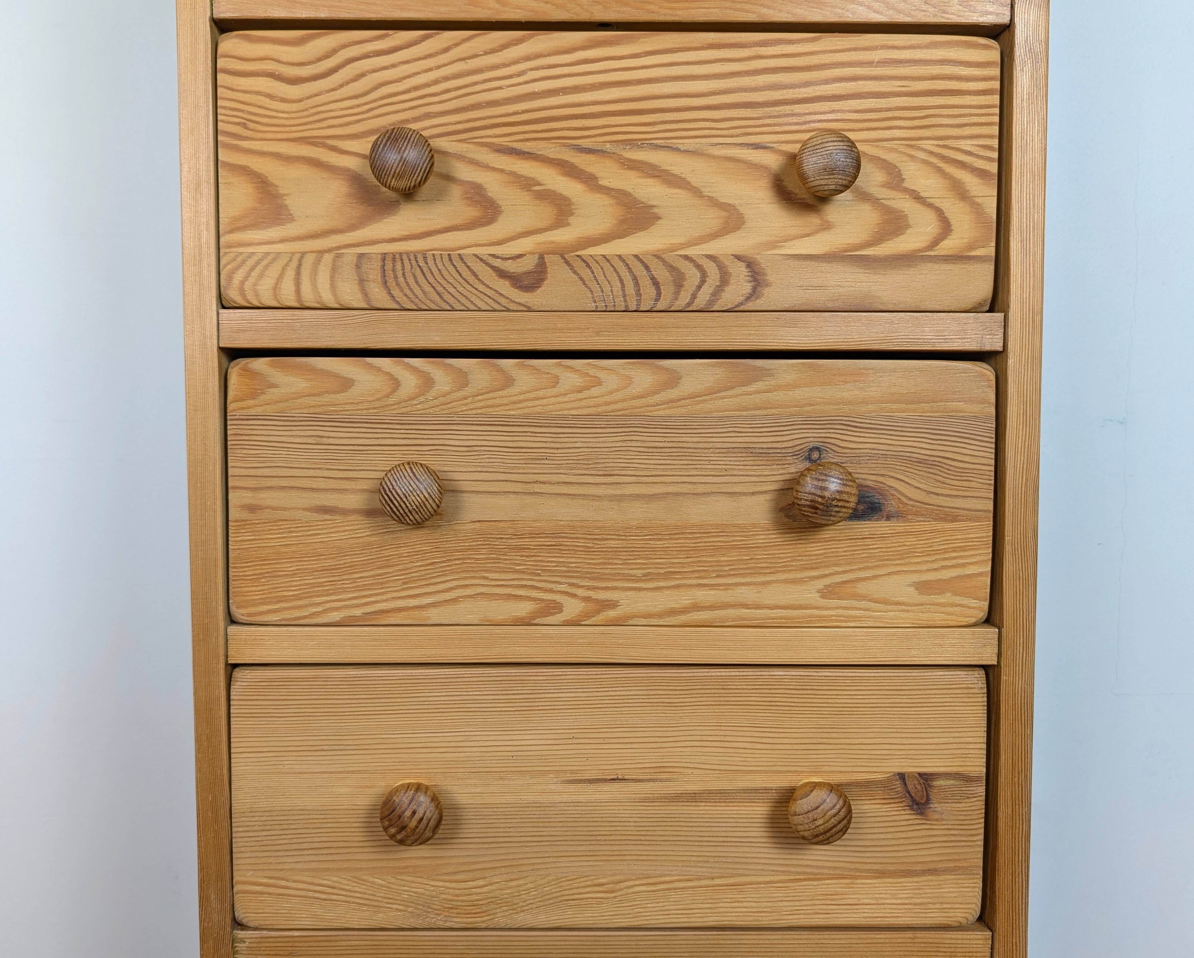 Pine chiffonier chest of drawers with 7 drawers