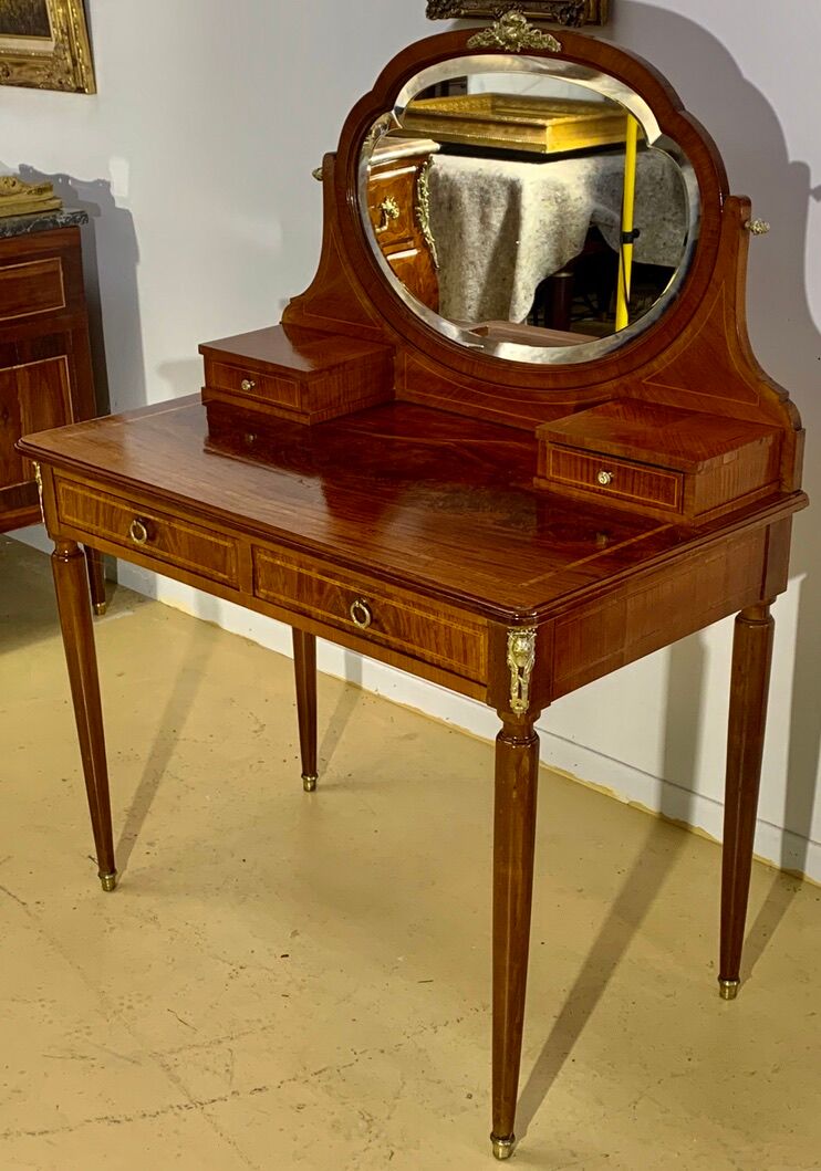 Louis XVI style dressing table in rosewood marquetry